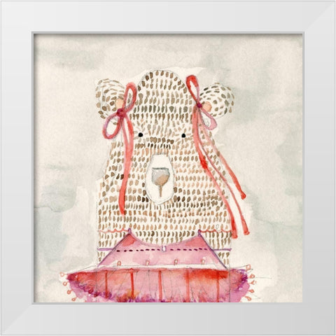 Ballerina Bear White Modern Wood Framed Art Print by Timbrook, Natalie