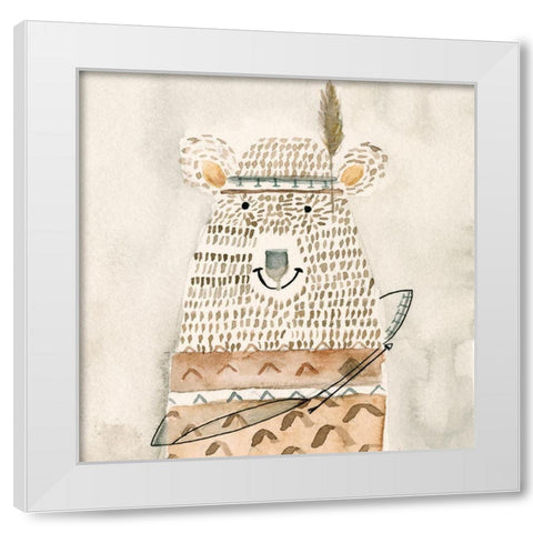 Native Bear White Modern Wood Framed Art Print by Timbrook, Natalie