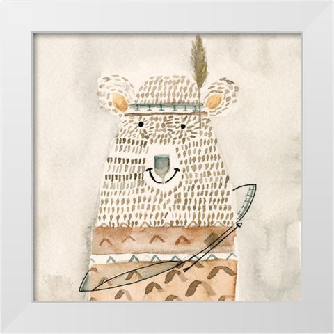 Native Bear White Modern Wood Framed Art Print by Timbrook, Natalie