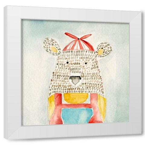 Deanie Beanie Bear White Modern Wood Framed Art Print by Timbrook, Natalie