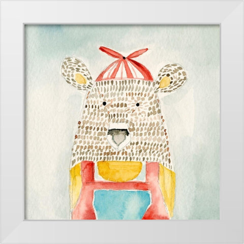 Deanie Beanie Bear White Modern Wood Framed Art Print by Timbrook, Natalie