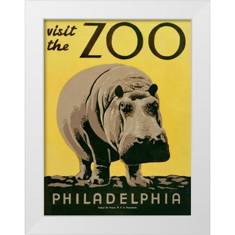 Visit the Zoo White Modern Wood Framed Art Print by Unknown