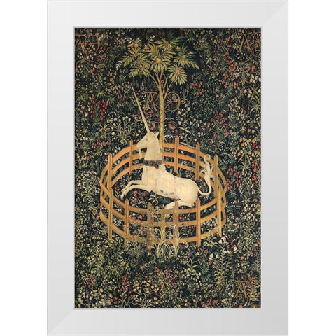 The Unicorn in Captivity White Modern Wood Framed Art Print by Unknown