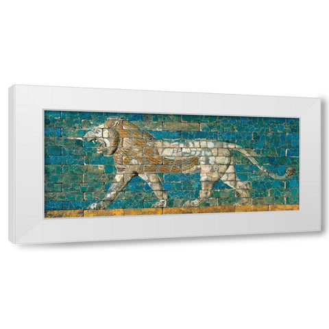 Panel with Striding Lion, ca. 604-562 B.C.E. White Modern Wood Framed Art Print by Unknown