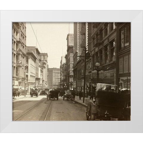 Market Street I White Modern Wood Framed Art Print by Unknown