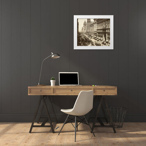 Market Street II White Modern Wood Framed Art Print by Unknown