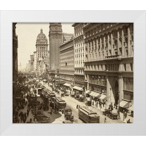 Market Street II White Modern Wood Framed Art Print by Unknown