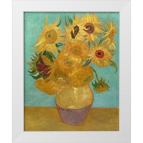 Sunflowers 1889 White Modern Wood Framed Art Print by Van Gogh, Vincent