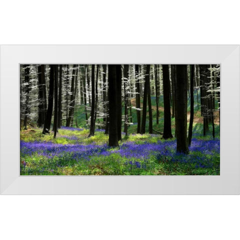 Blue Silver White Modern Wood Framed Art Print by Van de Goor, Lars