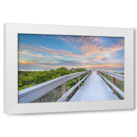 The Walk To Sunset Beach White Modern Wood Framed Art Print by Vernon, Andrew
