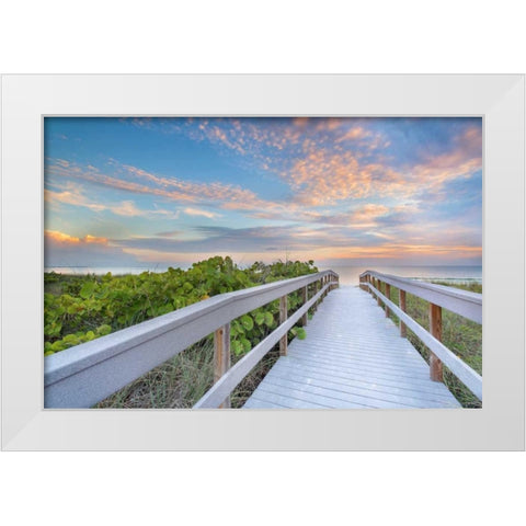 The Walk To Sunset Beach White Modern Wood Framed Art Print by Vernon, Andrew