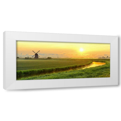Morning Meadow White Modern Wood Framed Art Print by Van de Goor, Lars