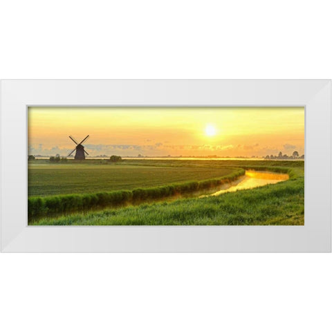 Morning Meadow White Modern Wood Framed Art Print by Van de Goor, Lars