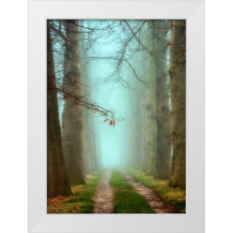 Blue Mist White Modern Wood Framed Art Print by Van de Goor, Lars