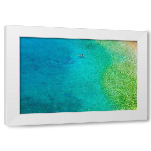 Solo Swim White Modern Wood Framed Art Print by Varona, Verne