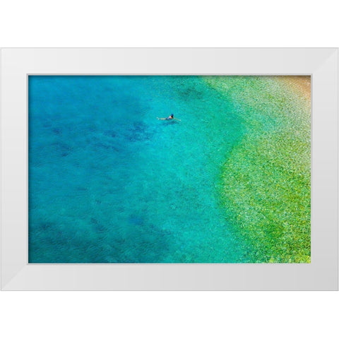 Solo Swim White Modern Wood Framed Art Print by Varona, Verne
