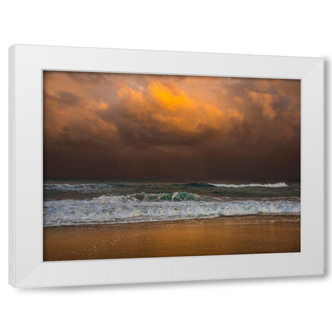 Shoreline Gold White Modern Wood Framed Art Print by Varona, Verne
