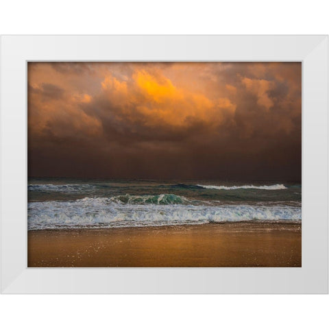 Shoreline Gold White Modern Wood Framed Art Print by Varona, Verne