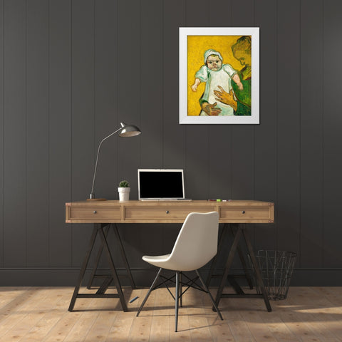 Van Gogh, VincentMadame Roulin and Her Baby White Modern Wood Framed Art Print by Van Gogh, Vincent