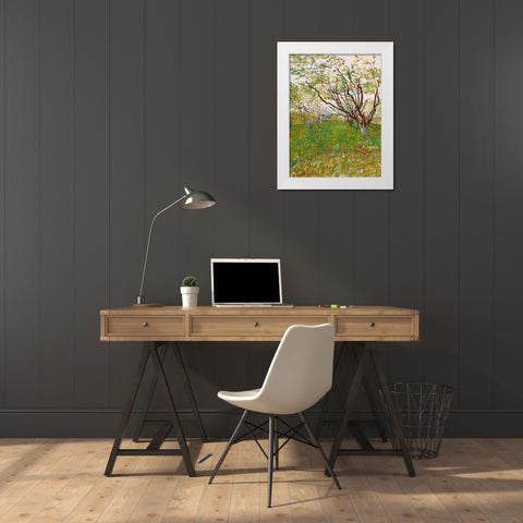 Van Gogh, VincentThe Flowering Orchard White Modern Wood Framed Art Print by Van Gogh, Vincent