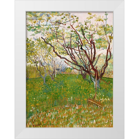 Van Gogh, VincentThe Flowering Orchard White Modern Wood Framed Art Print by Van Gogh, Vincent