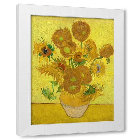 Sunflowers White Modern Wood Framed Art Print by Van Gogh, Vincent