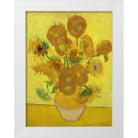 Sunflowers White Modern Wood Framed Art Print by Van Gogh, Vincent