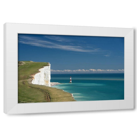 Beachy Head Lighthouse White Modern Wood Framed Art Print by Van de Goor, Lars