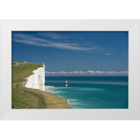 Beachy Head Lighthouse White Modern Wood Framed Art Print by Van de Goor, Lars
