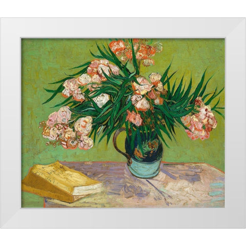 Oleanders, 1888 White Modern Wood Framed Art Print by Van Gogh, Vincent