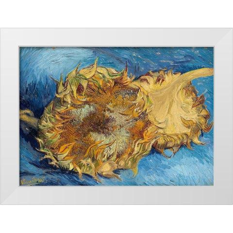 Sunflowers, 1887 White Modern Wood Framed Art Print by Van Gogh, Vincent
