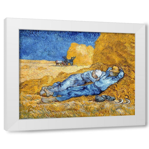 Noon - Rest from Work, 1891 White Modern Wood Framed Art Print by Van Gogh, Vincent