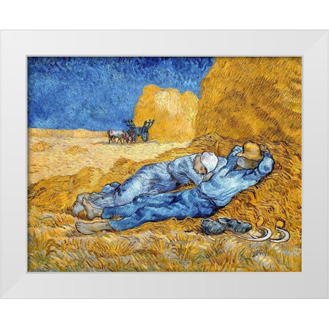 Noon - Rest from Work, 1891 White Modern Wood Framed Art Print by Van Gogh, Vincent