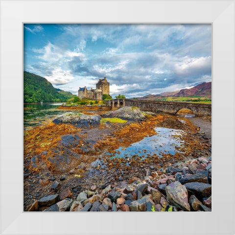 Eilean Donan Castle White Modern Wood Framed Art Print by Van de Goor, Lars