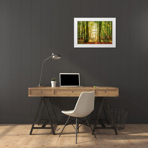 Power Beam White Modern Wood Framed Art Print by Van de Goor, Lars