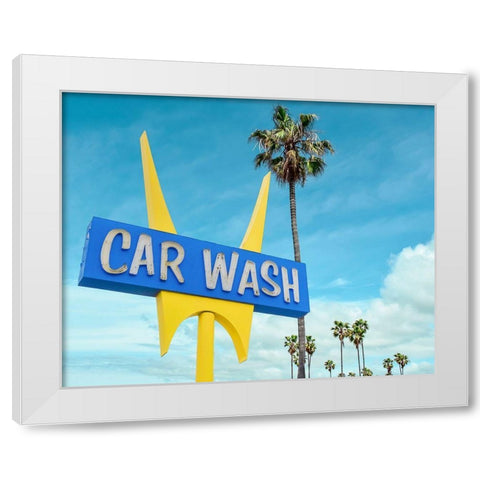 5 Points Car wash White Modern Wood Framed Art Print by Vargas, Carlos