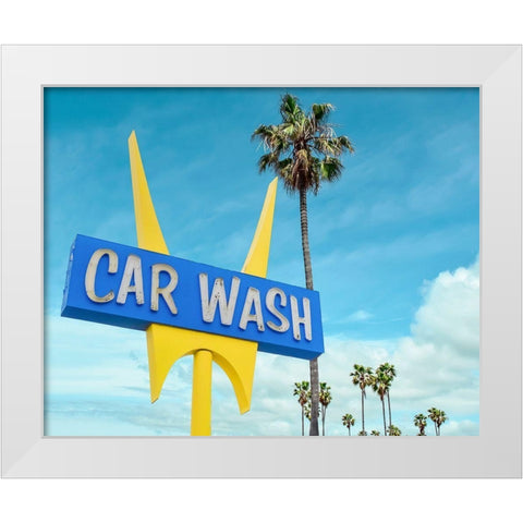 5 Points Car wash White Modern Wood Framed Art Print by Vargas, Carlos