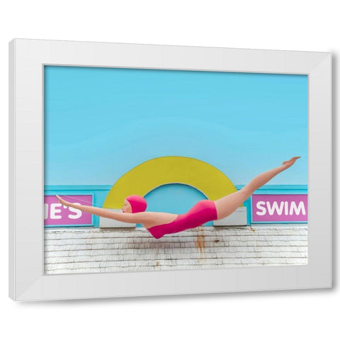 Diving Lady White Modern Wood Framed Art Print by Vargas, Carlos