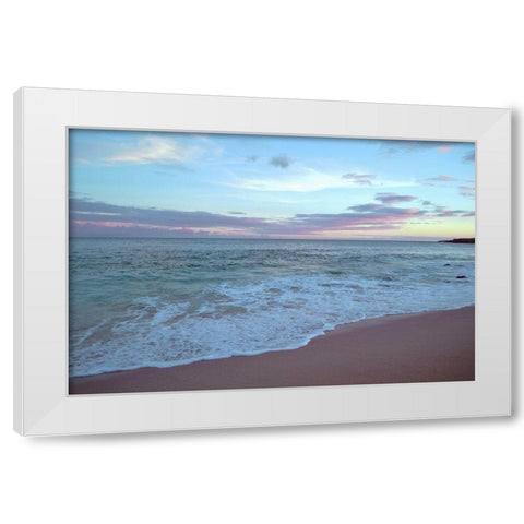 Hawaii Beach Sunset No. 1 White Modern Wood Framed Art Print by Vargas, Carlos