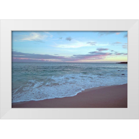 Hawaii Beach Sunset No. 1 White Modern Wood Framed Art Print by Vargas, Carlos
