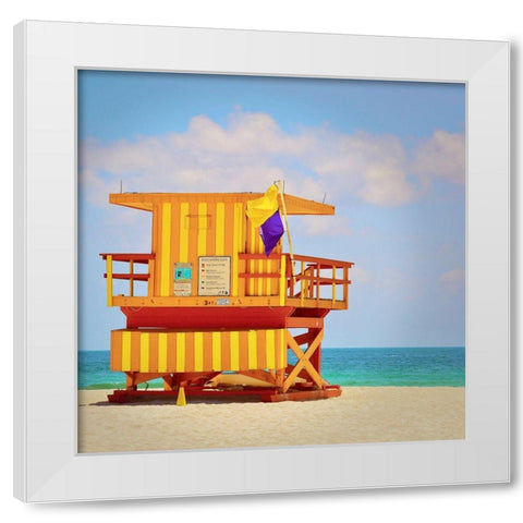 Lifeguard Station White Modern Wood Framed Art Print by Vargas, Carlos