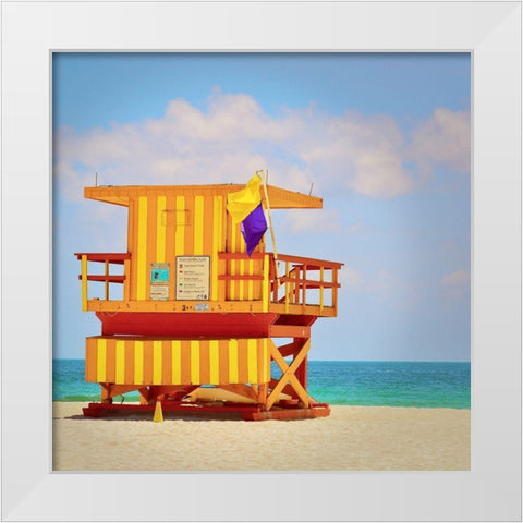 Lifeguard Station White Modern Wood Framed Art Print by Vargas, Carlos