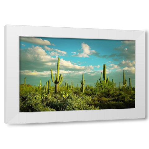 Saguaros No. 2 White Modern Wood Framed Art Print by Vargas, Carlos