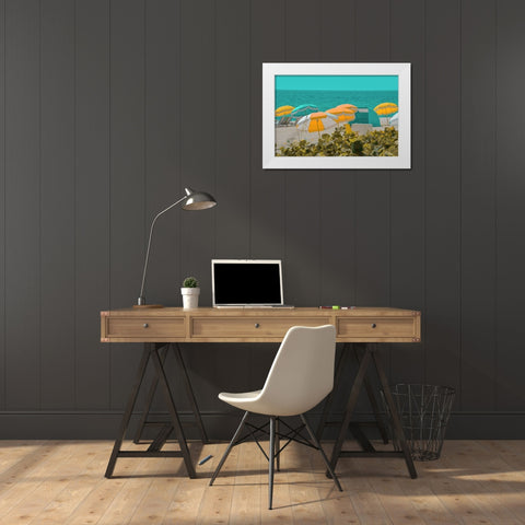 Umbrellas No. 1 White Modern Wood Framed Art Print by Vargas, Carlos