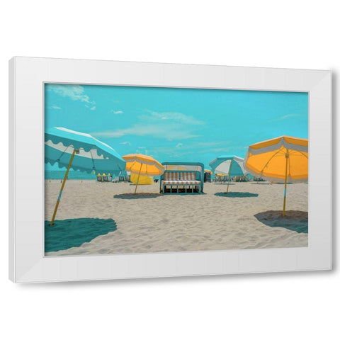 Umbrellas No. 2 White Modern Wood Framed Art Print by Vargas, Carlos