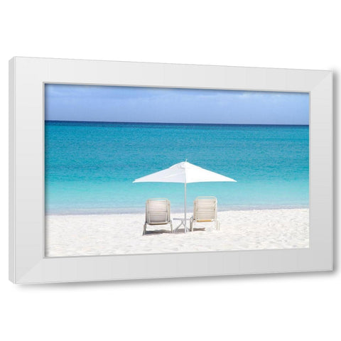 Aqua View White Modern Wood Framed Art Print by Varona, Verne