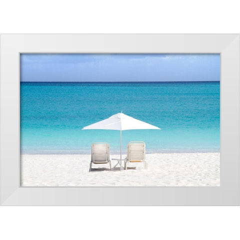 Aqua View White Modern Wood Framed Art Print by Varona, Verne