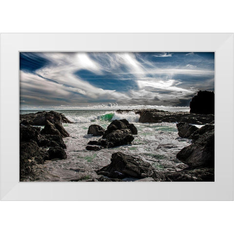 Tide and Rock White Modern Wood Framed Art Print by Varona, Verne