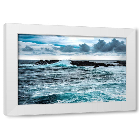 Wind and Wave White Modern Wood Framed Art Print by Varona, Verne