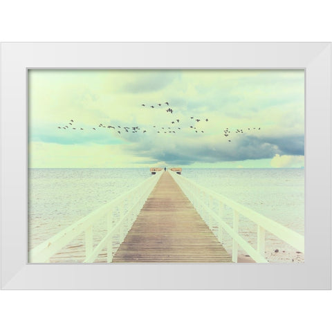 Man and The Sea White Modern Wood Framed Art Print by Vitomirov, Igor
